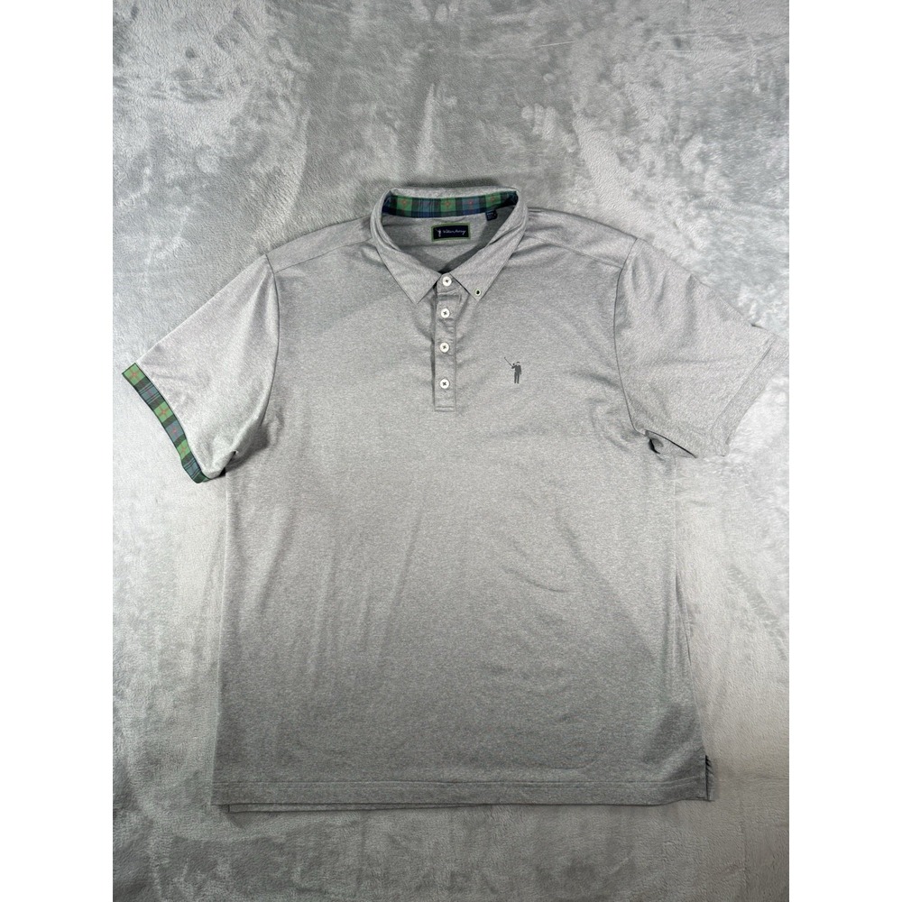 William Murray Shirt Men's XL Grey Tartan Plaid Sleeve Accent Performance‎ Polo
